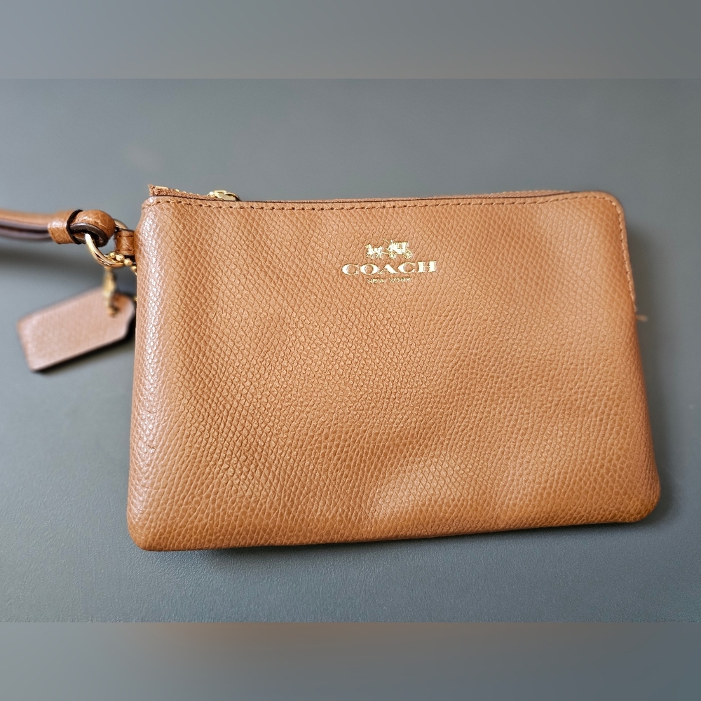 Coach Tan Leather Wristlet